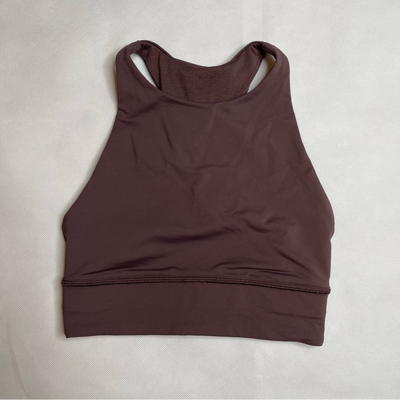Lululemon Brown Earth High Neck Sports Bra - Picture 1 of 5